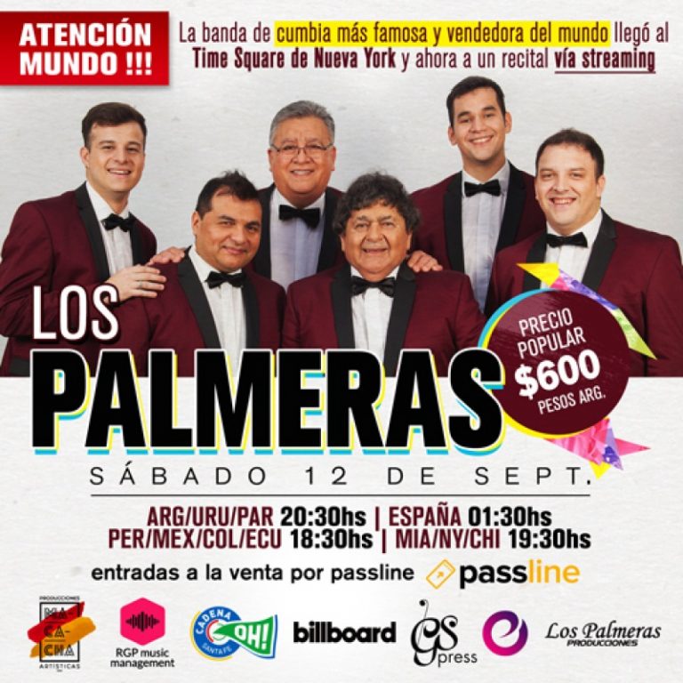 Los Palmeras de Argentina ofrecerán su cumbia vía streaming
