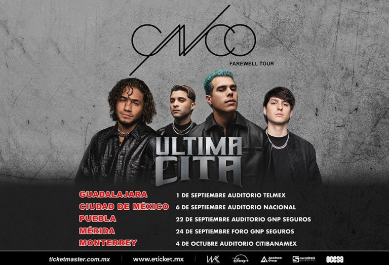 La boy band favorita de los latinos, CNCO, se prepara para apoderarse de los escenarios de México con su Farewell Tour “ÚLTIMA CITA”