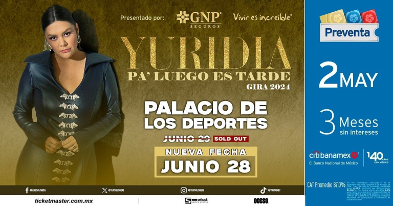 ¡YURIDIA anuncia segunda fecha en el Palacio de los Deportes!